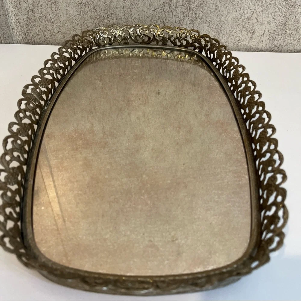 Vintage Ornate Filigree Gold Decorative Wall Mirror